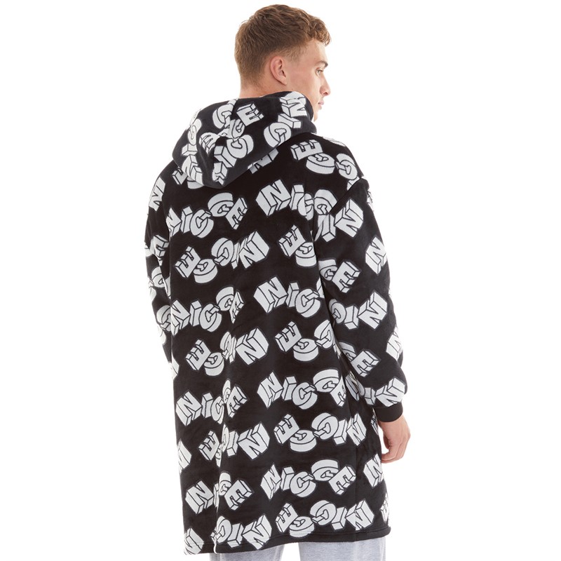 NICCE Mens Whitt Snuggle Fleece Black AOP