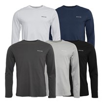 NICCE Mens Sommar Five Pack Long Sleeve Lounge T-Shirts Coal/Black/Stone Grey/Navy/White