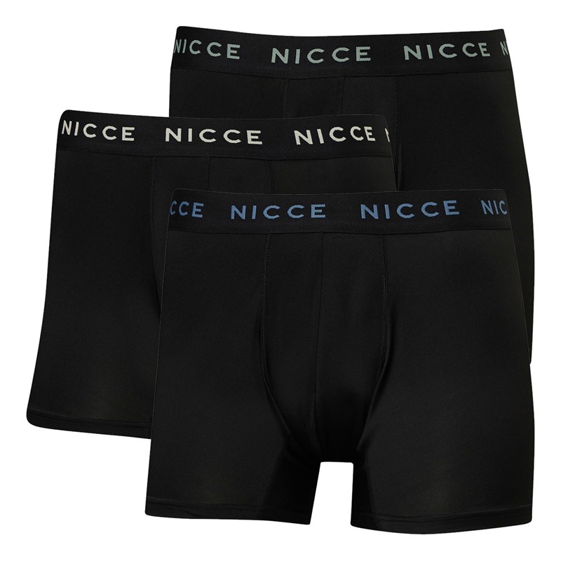 NICCE Mens Rothesay Three Pack Microfibre Boxer Shorts Black