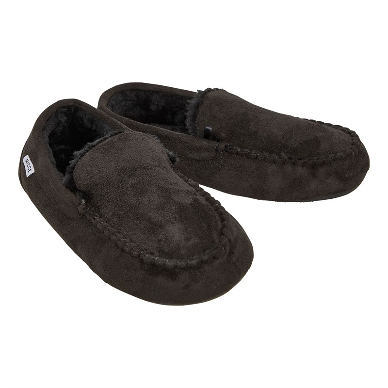 NICCE Mens Linixa Moccasin Slippers Black