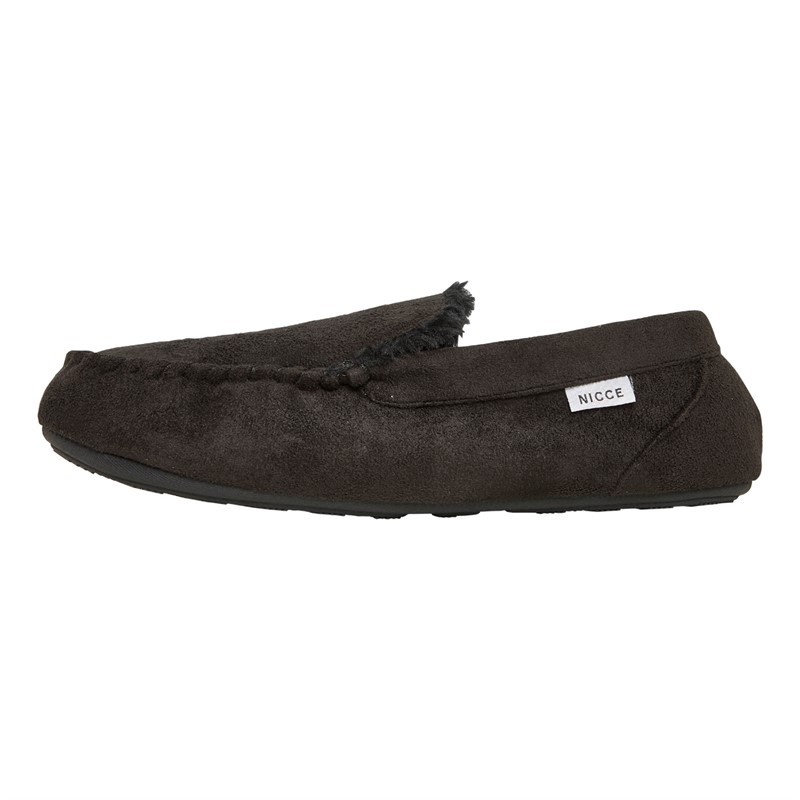 NICCE Mens Linixa Moccasin Slippers Black