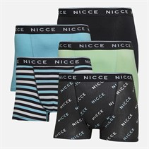 NICCE Mens Lazlow Five Pack Boxers Black AOP/Sky/Pear Green/Multi Stripes/Black