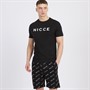 NICCE Mens Bradberry T-Shirt And Shorts Lounge Co-Ord Black AOP