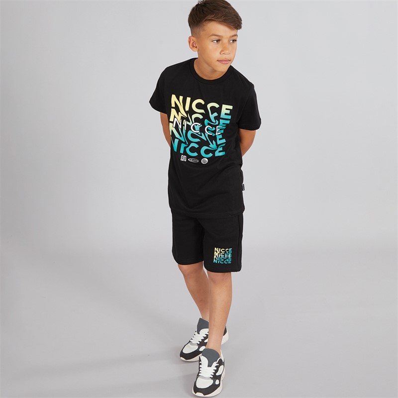 NICCE Boys Trosta T-Shirt And Shorts Co-Ord Black