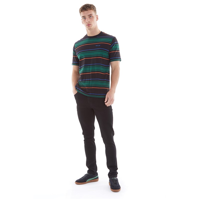 NICCE Mens Ferndale Stripe T-Shirt Ivy Green/Black