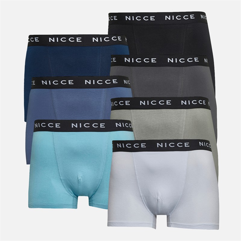 NICCE Mens Xandro Seven Pack Boxers Black/White/Navy/Coal/Circular Grey/Elemental Blue/Sky
