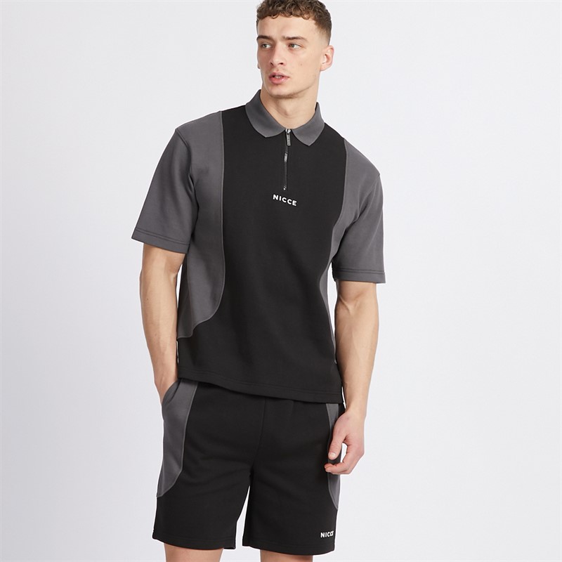 NICCE Mens Polson Zip Polo And Shorts Co-Od Black/Coal