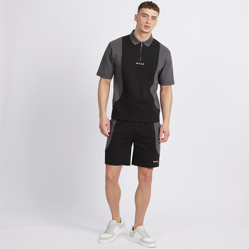 NICCE Mens Polson Zip Polo And Shorts Co-Od Black/Coal