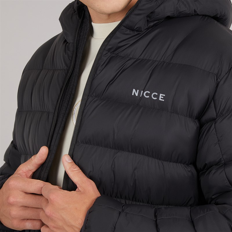 NICCE Mens Rodders Longline Puffer Jacket Black