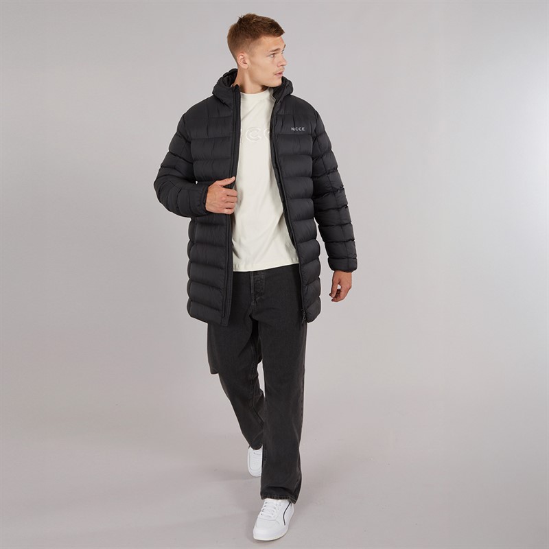 NICCE Mens Rodders Longline Puffer Jacket Black