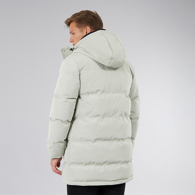 NICCE Mens Vespucci Long Zip Through Hooded Padded Parka Grey Stone