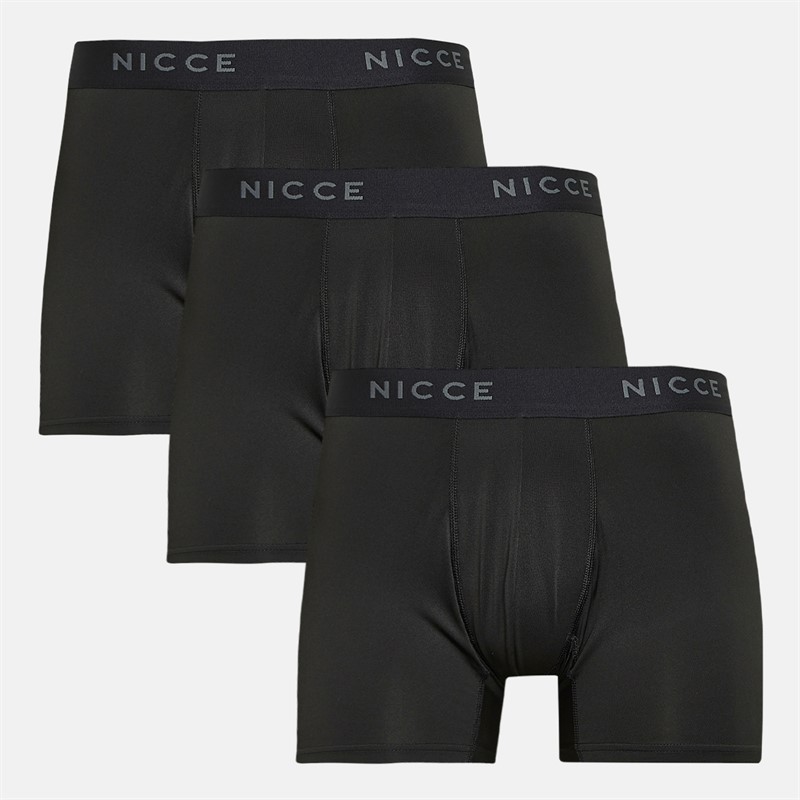 NICCE Mens Walcher Three Pack Microfibre Boxer Shorts Black - Size S