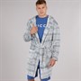 NICCE Mens Prestwich Hooded Coral Fleece Check Robe Circular Grey Check