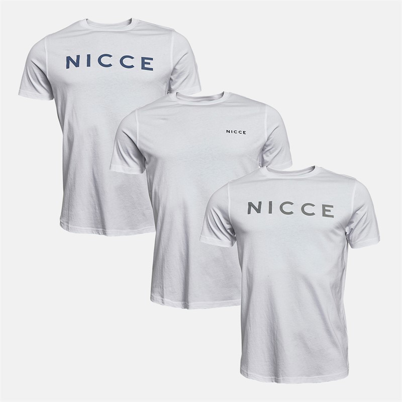 NICCE Mens Walzel Three Pack T-Shirts White/White/White - Size S