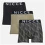 NICCE Mens Pittsburgh Three Pack Boxers Black AOP/Black/Grey Stone