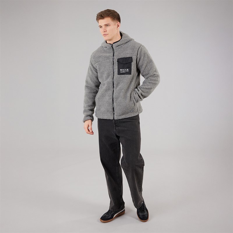 NICCE Mens Yappa Zip Through Hooded Borg Fleece Deep Navy