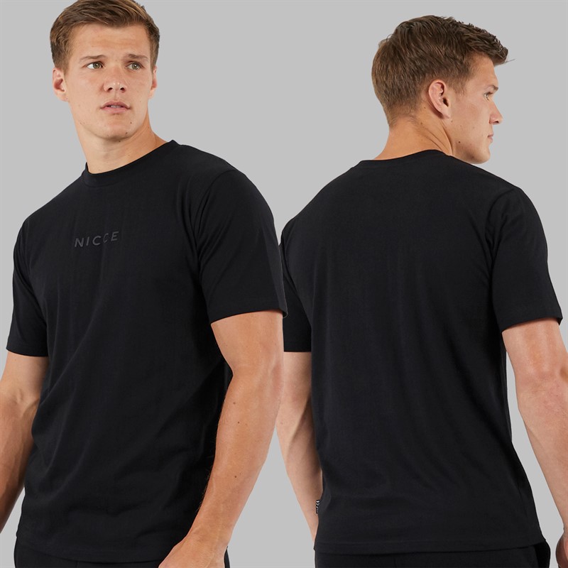 NICCE Mens Dinall Three Pack Hoodie T-Shirt And Joggers Set Black