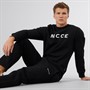 NICCE Mens Hemmi Crew Sweatshirt And Open Hem Joggers Tracksuit Black