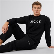 NICCE Mens Hemmi Crew Sweatshirt And Open Hem Joggers Tracksuit Black