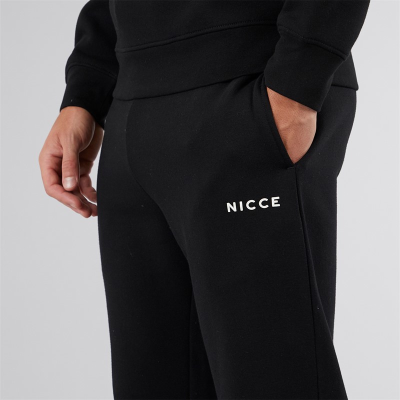 NICCE Mens Hemmi Crew Sweatshirt And Open Hem Joggers Tracksuit Black