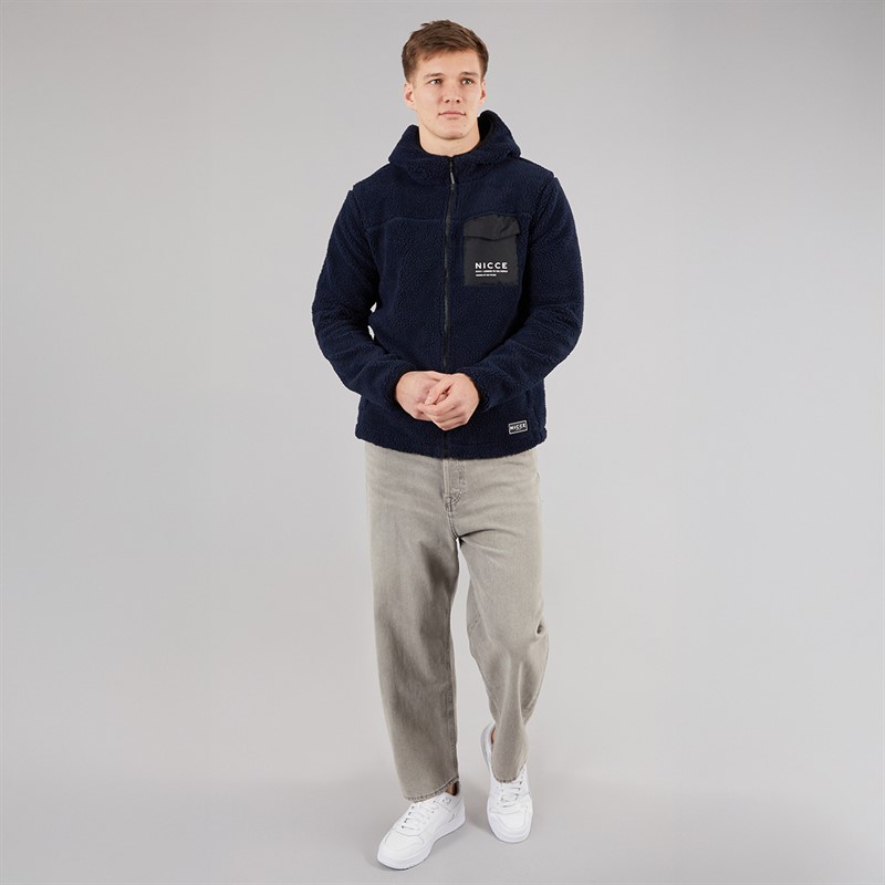 NICCE Mens Yappa Zip Through Hooded Borg Fleece Circular Grey