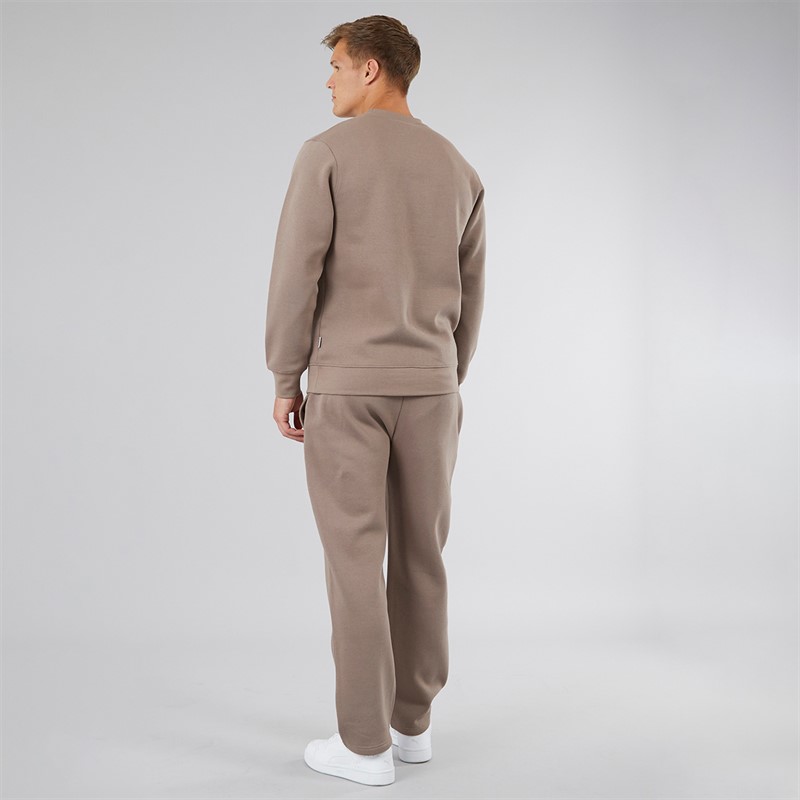NICCE Mens Hemmi Crew Sweatshirt And Open Hem Joggers Tracksuit Mink