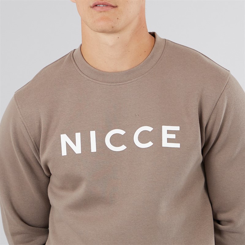 NICCE Mens Hemmi Crew Sweatshirt And Open Hem Joggers Tracksuit Mink
