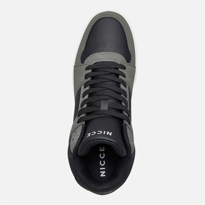 NICCE Mens Rustan Hi Top Trainers Black/Coal