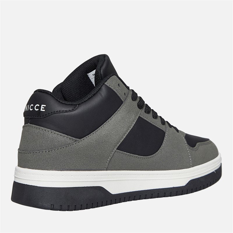 NICCE Mens Rustan Hi Top Trainers Black/Coal