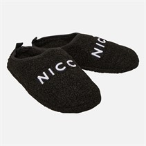 NICCE Mens Kensin Borg Mule Slippers Black