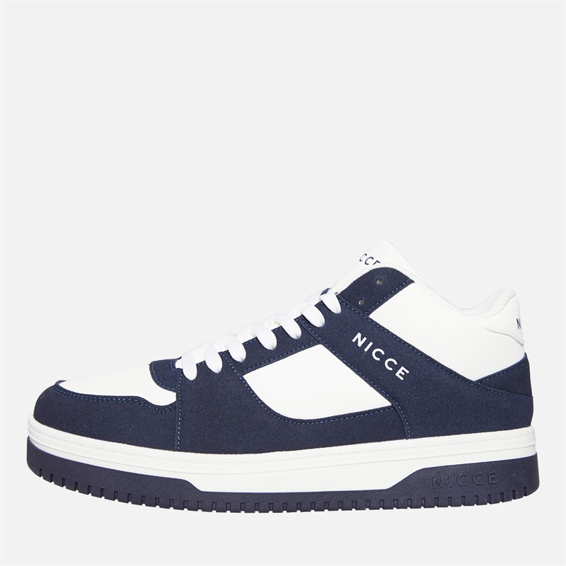 NICCE Mens Rustan Hi Top Trainers White/Navy