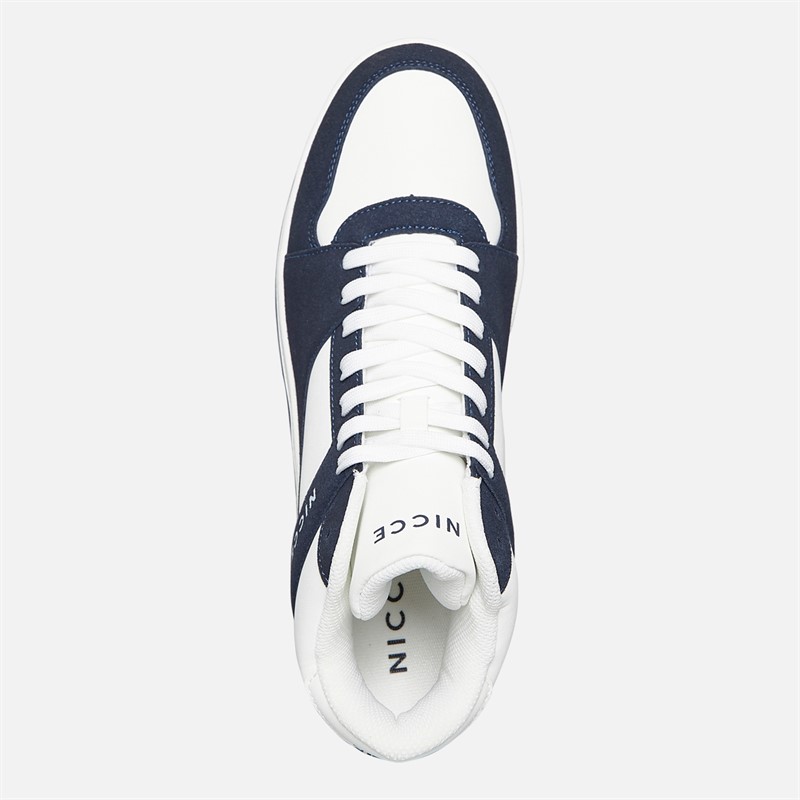 NICCE Mens Rustan Hi Top Trainers White/Navy