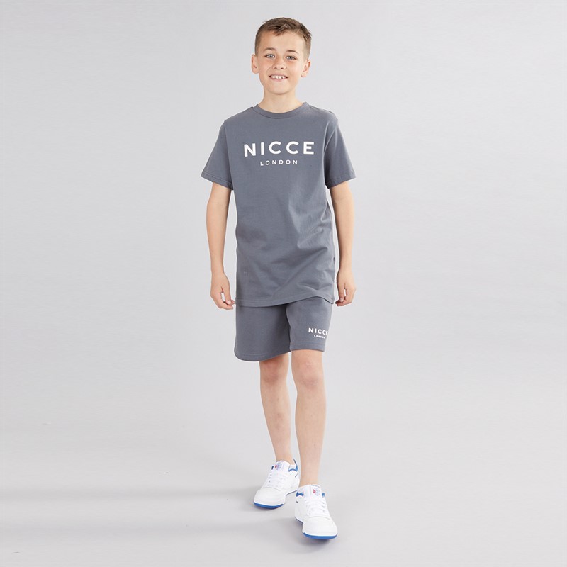 NICCE Boys Dohen T-Shirt And Shorts Co-Ord Set Steel Grey