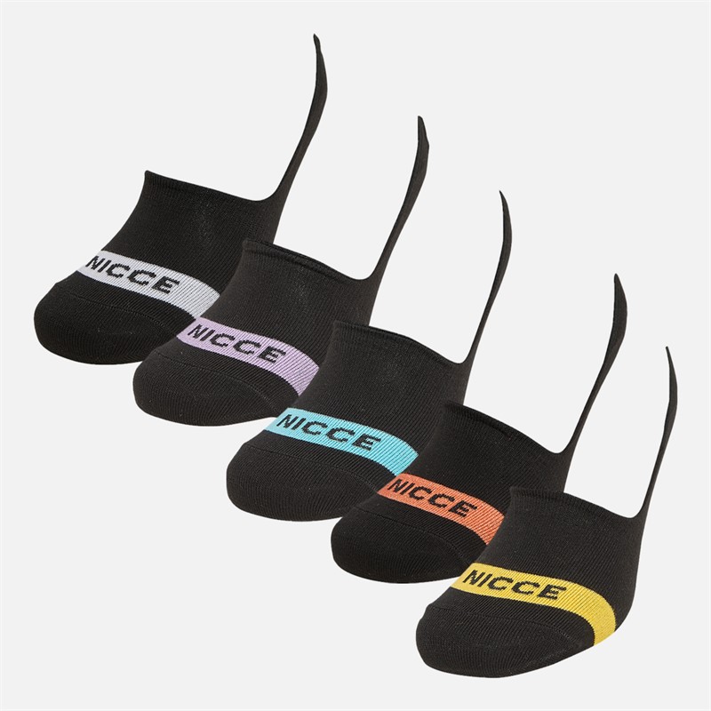 NICCE Mens Castor Five Pack Invisible Socks Black