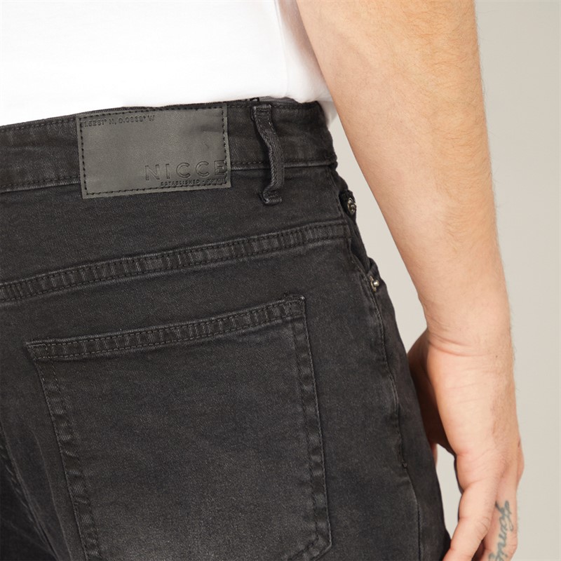NICCE Mens Kefal Straight Fit Jeans Washed Black