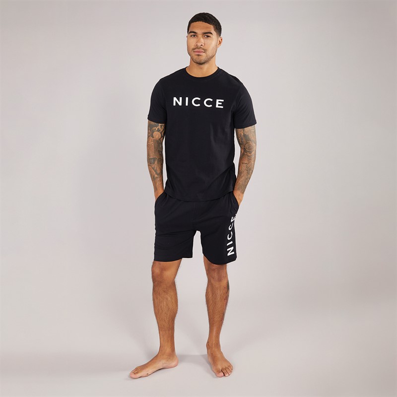 NICCE Mens Rowan T-Shirt And Shorts Lounge Set Black