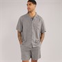 NICCE Mens Brail Shirt And Shorts AOP Co-Ord Charcoal
