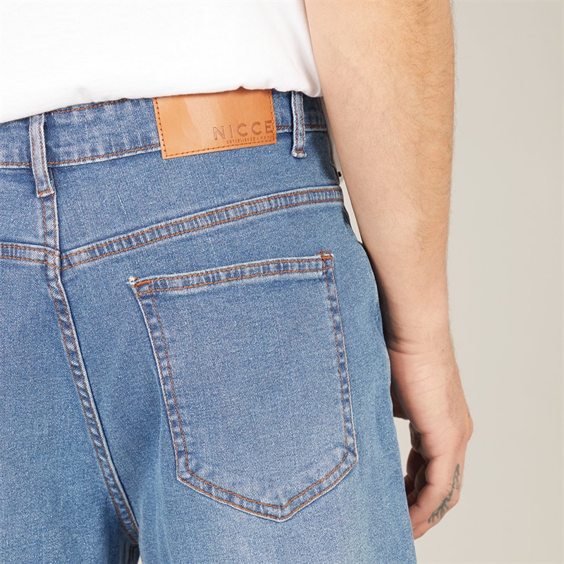 NICCE Mens Kefal Straight Fit Jeans Mid Blue Wash