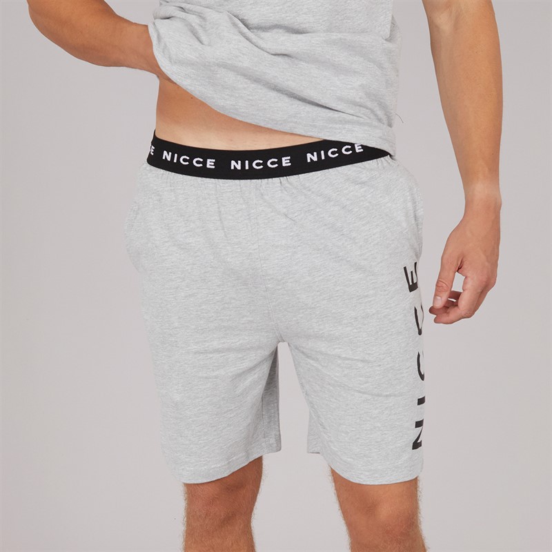 NICCE Mens Rowan T-Shirt And Shorts Lounge Set Grey Marl