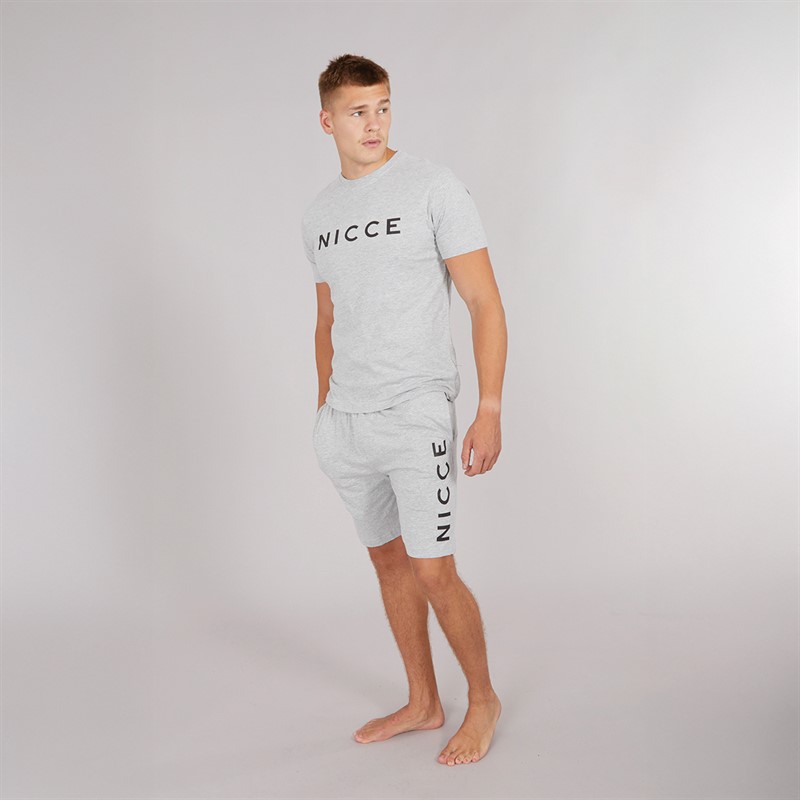 NICCE Mens Rowan T-Shirt And Shorts Lounge Set Grey Marl