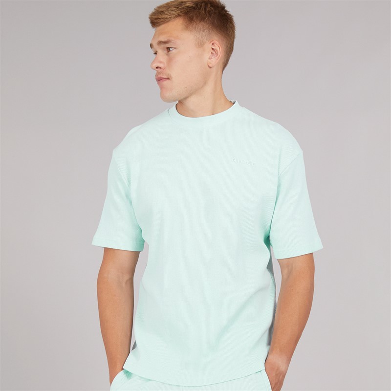 NICCE Mens Waffle Textured T-Shirt Ice Blue - Size M