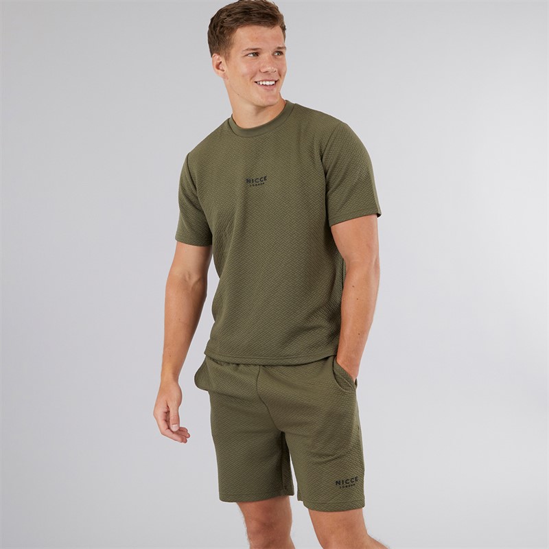NICCE Mens Norrow T-Shirt And Shorts Co-Ord Khaki