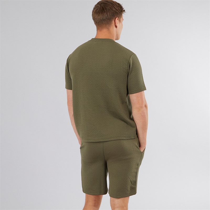 NICCE Mens Norrow T-Shirt And Shorts Co-Ord Khaki