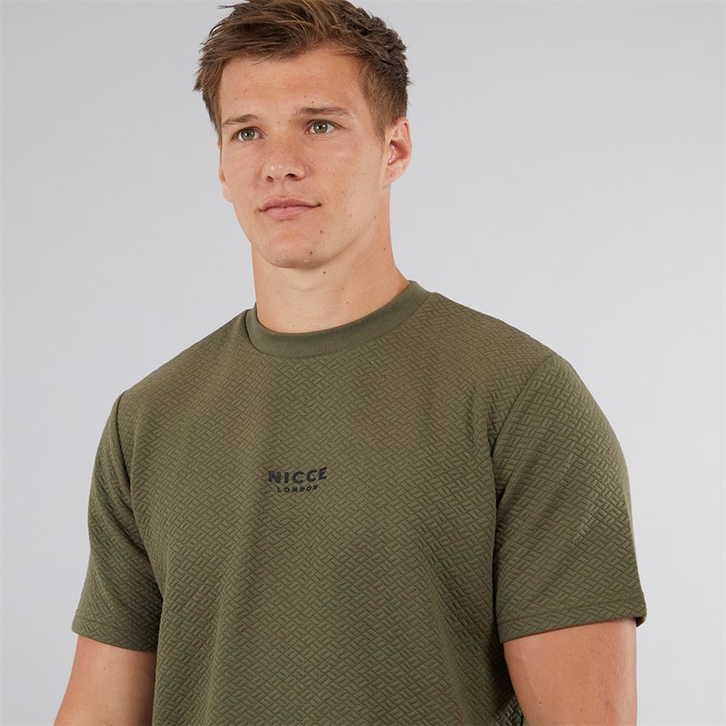 NICCE Mens Norrow T-Shirt And Shorts Co-Ord Khaki