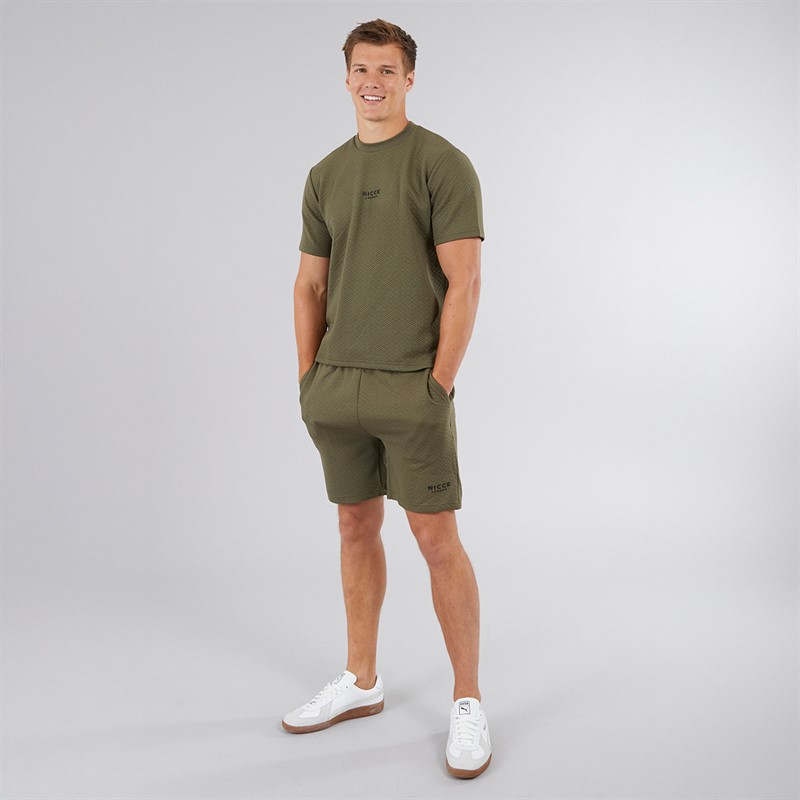 NICCE Mens Norrow T-Shirt And Shorts Co-Ord Khaki