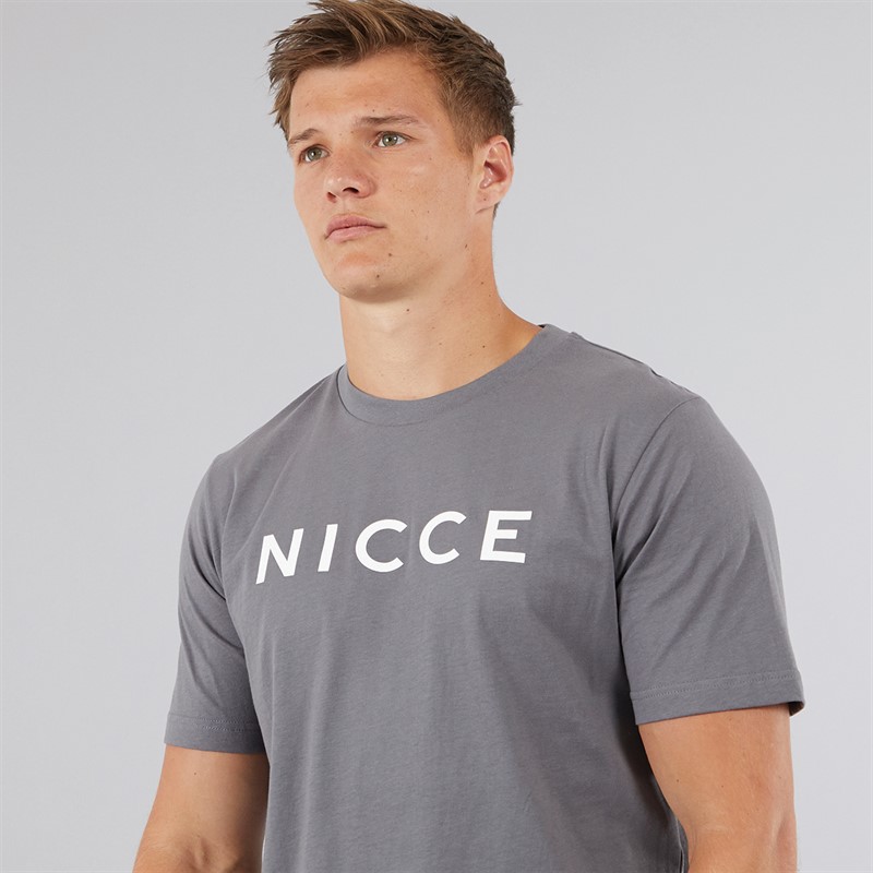 NICCE Mens Vitter T-Shirt And Shorts Co-Ord Steel Grey