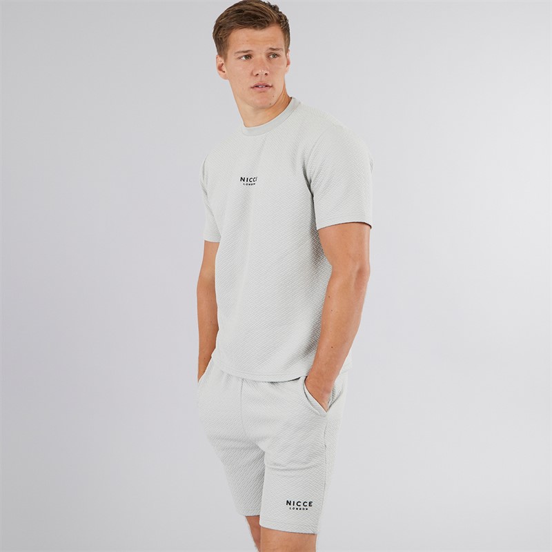 NICCE Mens Norrow T-Shirt And Shorts Co-Ord Chalk Grey - Size S