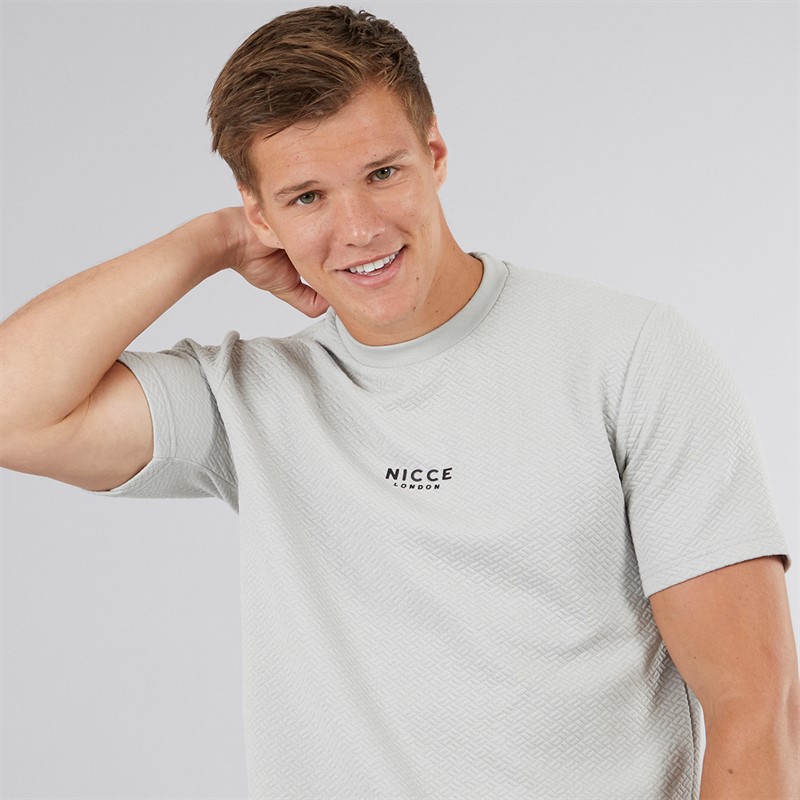 NICCE Mens Norrow T-Shirt And Shorts Co-Ord Chalk Grey