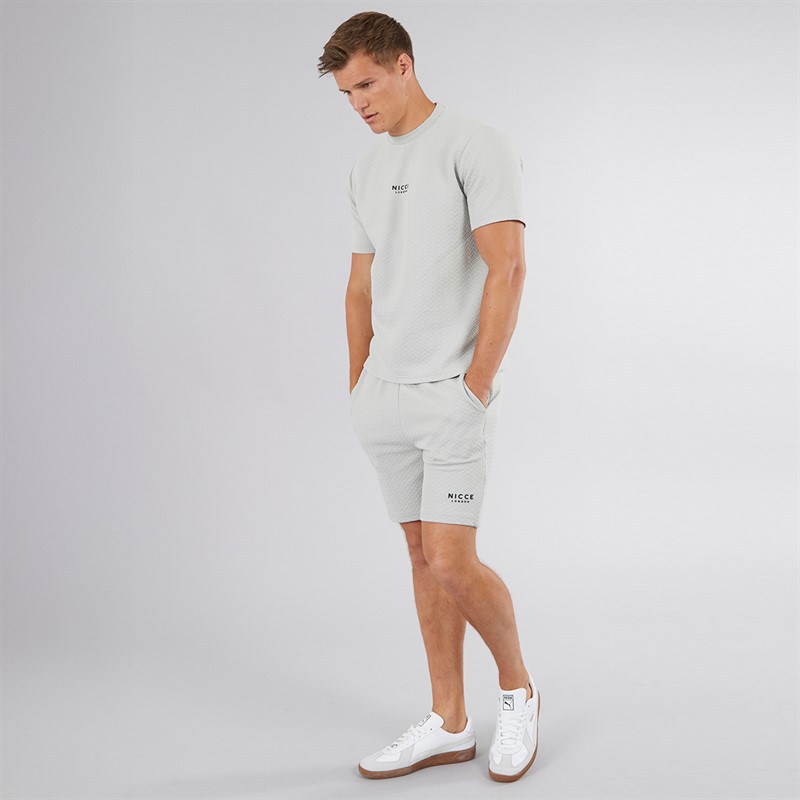 NICCE Mens Norrow T-Shirt And Shorts Co-Ord Chalk Grey