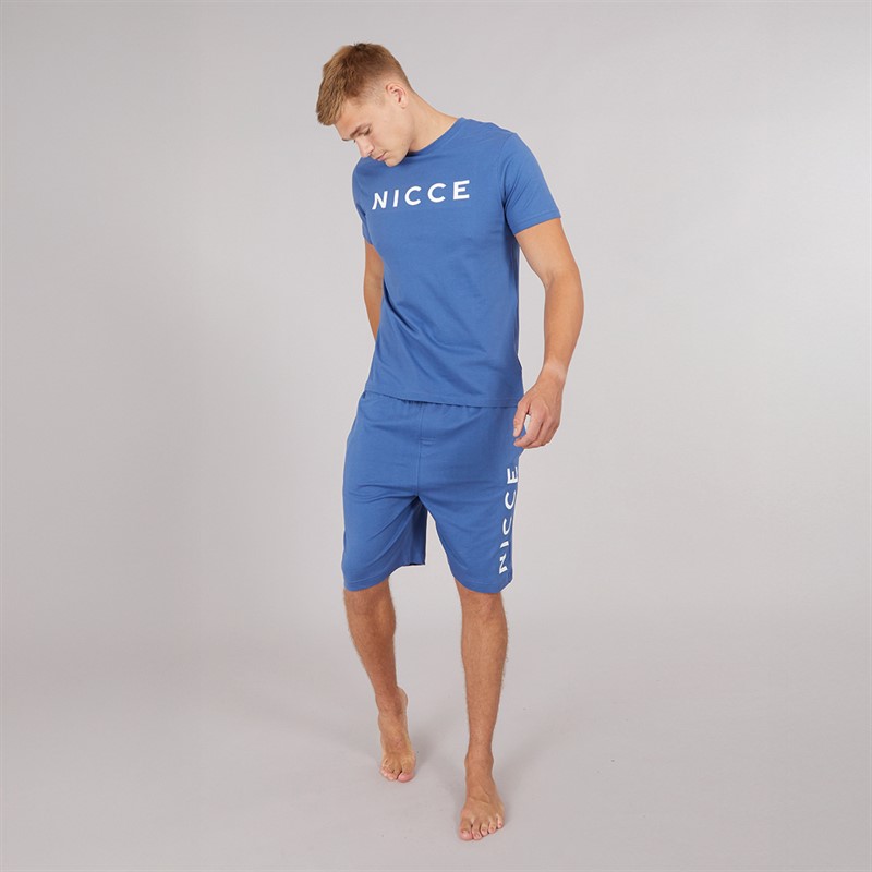 NICCE Mens Rowan T-Shirt And Shorts Lounge Set Blue